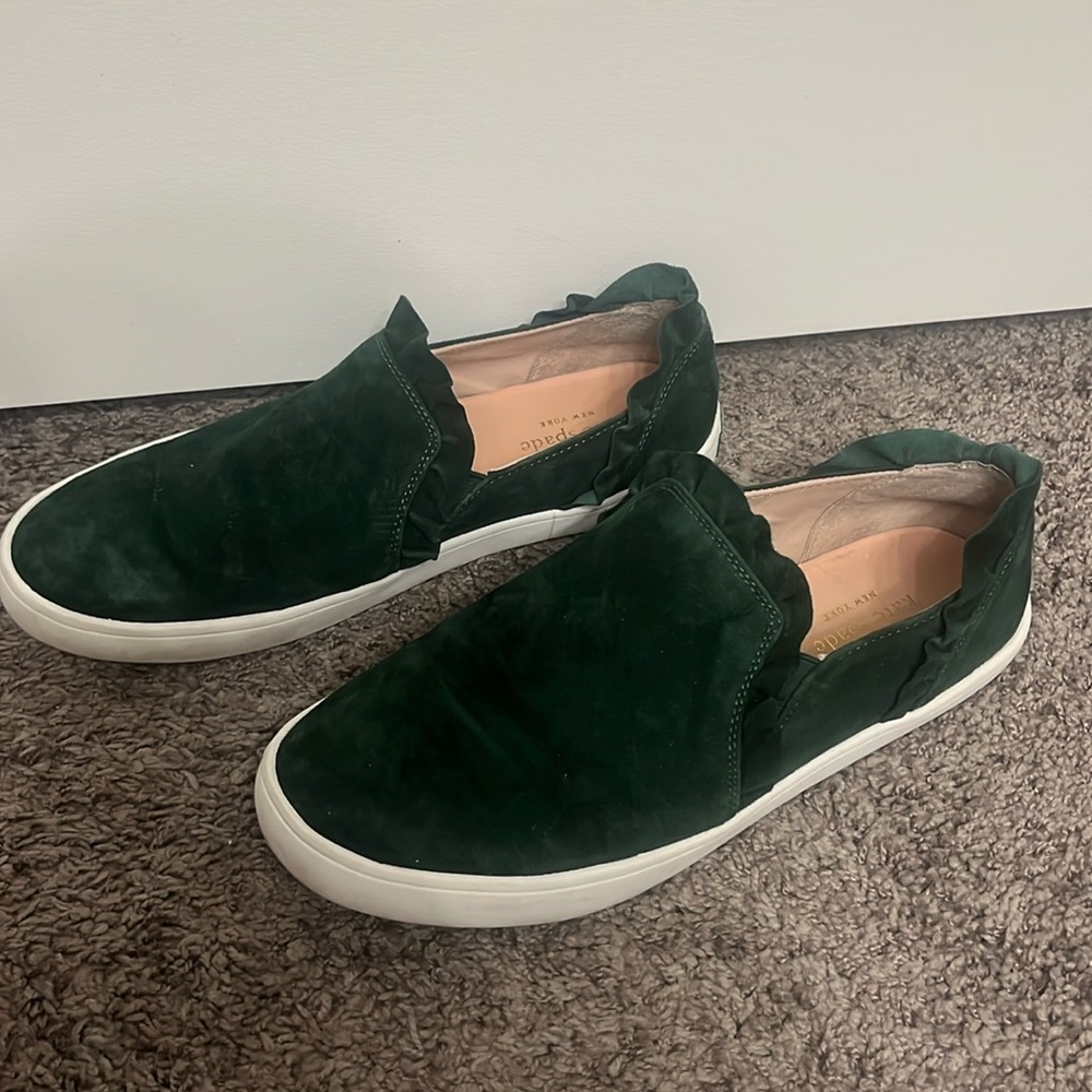Kate Spade green slip on sneakers